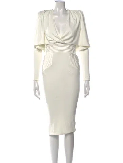 Pre-owned Zhivago V-neck Knee-length Dress In Neutrals
