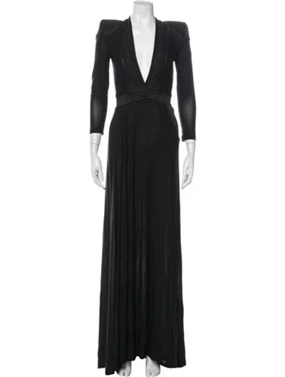 Pre-owned Zhivago V-neck Long Dress In Black