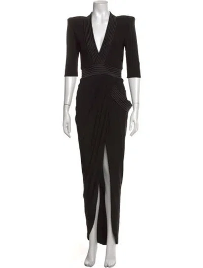 Pre-owned Zhivago V-neck Long Dress In Black
