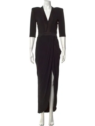 Pre-owned Zhivago V-neck Long Dress In Black