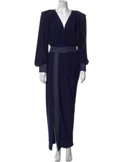 Pre-owned Zhivago V-neck Long Dress In Blue