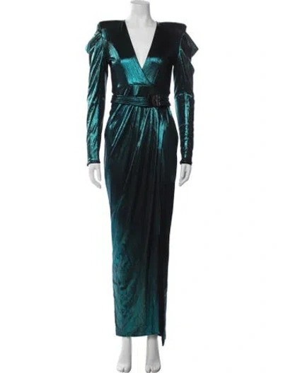 Pre-owned Zhivago V-neck Long Dress In Blue/metallic