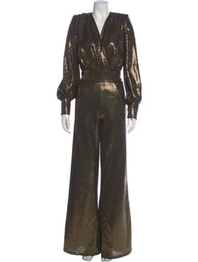 Pre-owned Zhivago V-neck Long Dress In Gold