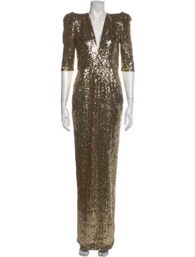 Pre-owned Zhivago V-neck Long Dress In Gold