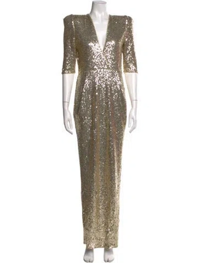 Pre-owned Zhivago V-neck Long Dress In Gold