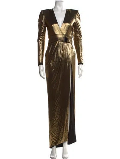 Pre-owned Zhivago V-neck Long Dress In Gold