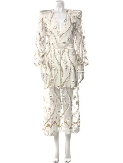 Pre-owned Zhivago V-neck Long Dress In Neutral