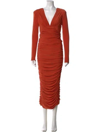 Pre-owned Zhivago V-neck Long Dress In Orange
