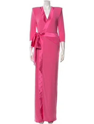 Pre-owned Zhivago V-neck Long Dress In Pink