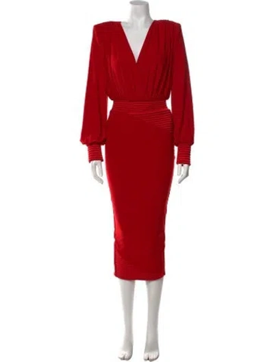 Pre-owned Zhivago V-neck Long Dress In Red