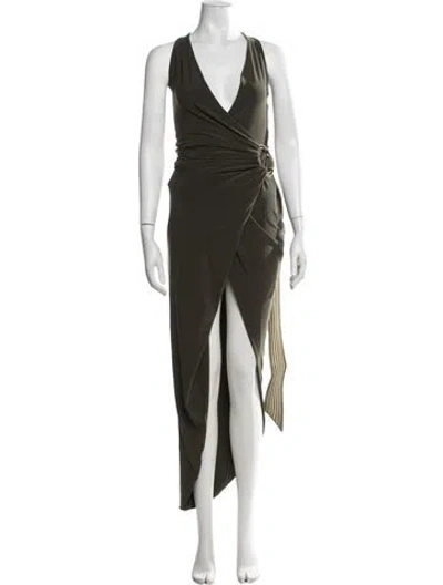 Pre-owned Zhivago V-neck Long Dress W/ Tags In Green
