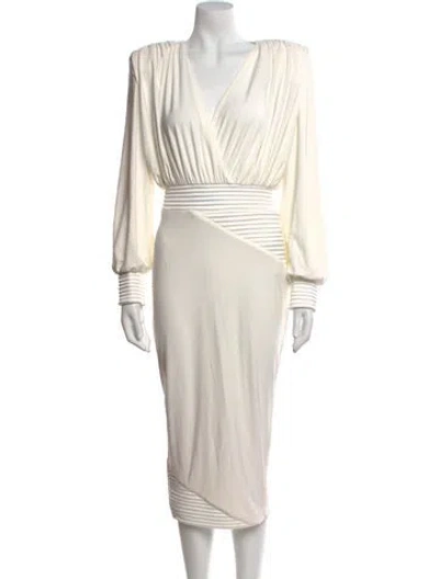 Pre-owned Zhivago V-neck Long Dress In White