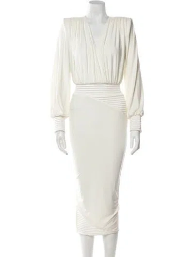 Pre-owned Zhivago V-neck Long Dress In White