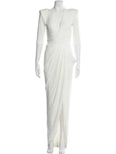 Pre-owned Zhivago V-neck Long Dress In White