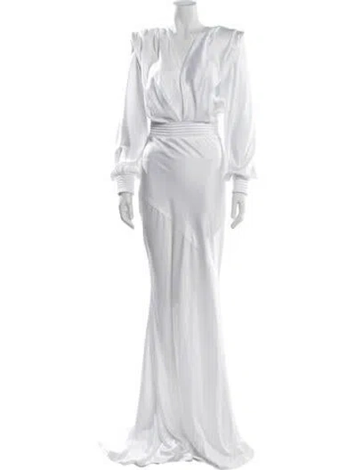 Pre-owned Zhivago V-neck Long Dress In White