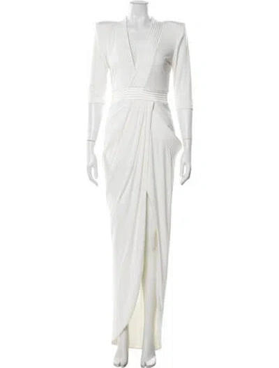 Pre-owned Zhivago V-neck Long Dress In White