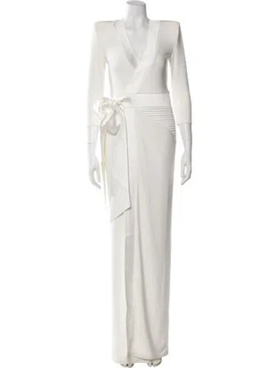 Pre-owned Zhivago V-neck Long Dress In White