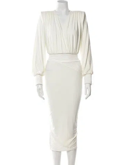 Pre-owned Zhivago V-neck Long Dress In White