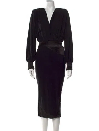 Pre-owned Zhivago V-neck Midi Length Dress In Black
