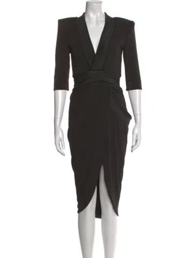 Pre-owned Zhivago V-neck Midi Length Dress In Black