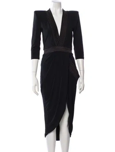 Pre-owned Zhivago V-neck Midi Length Dress In Black