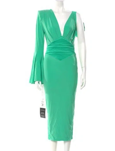 Pre-owned Zhivago V-neck Midi Length Dress In Green