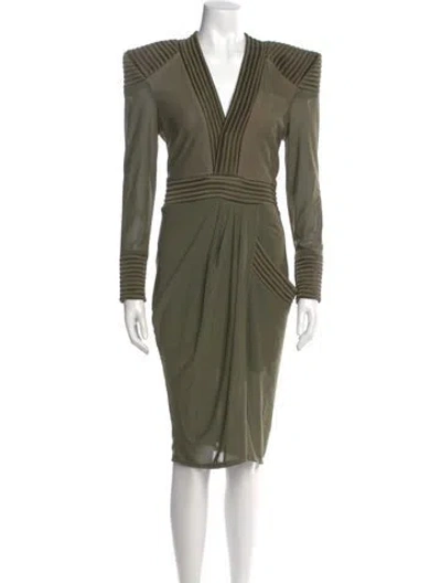 Pre-owned Zhivago V-neck Midi Length Dress In Green