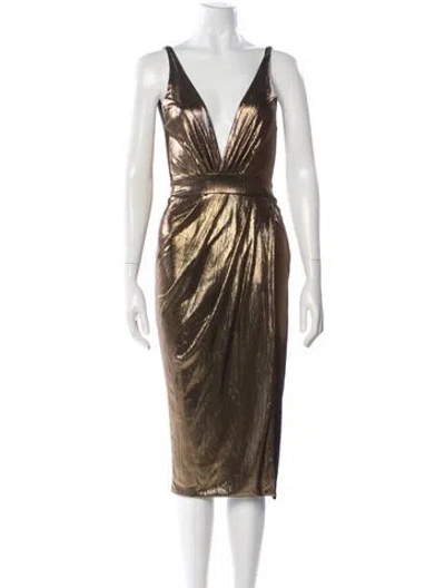Pre-owned Zhivago V-neck Midi Length Dress In Green