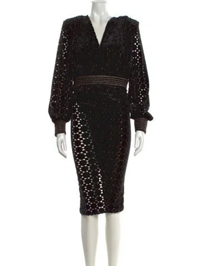 Pre-owned Zhivago V-neck Midi Length Dress In Multi