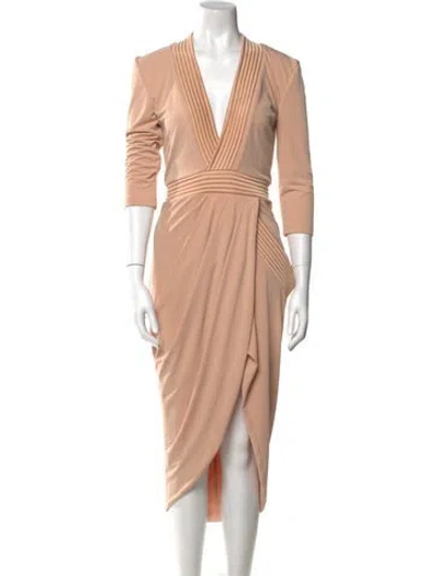 Pre-owned Zhivago V-neck Midi Length Dress In Neutral