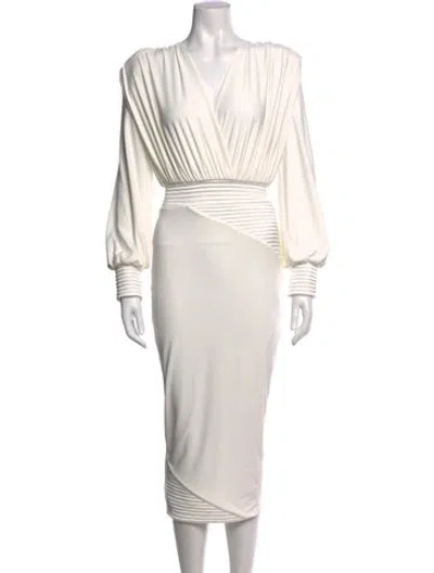Pre-owned Zhivago V-neck Midi Length Dress In Neutral