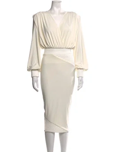 Pre-owned Zhivago V-neck Midi Length Dress In Neutrals