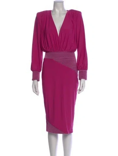 Pre-owned Zhivago V-neck Midi Length Dress In Purple