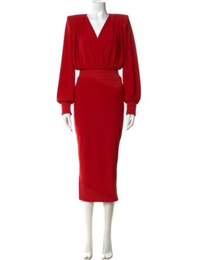 Pre-owned Zhivago V-neck Midi Length Dress In Red
