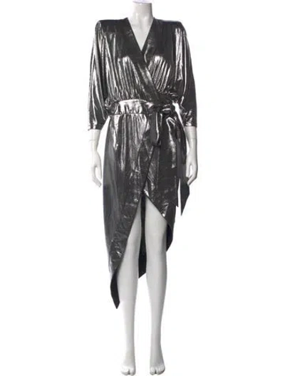 Pre-owned Zhivago V-neck Midi Length Dress In Silver
