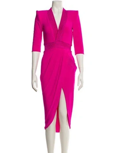 Pre-owned Zhivago V-neck Midi Length Dress W/ Tags In Pink