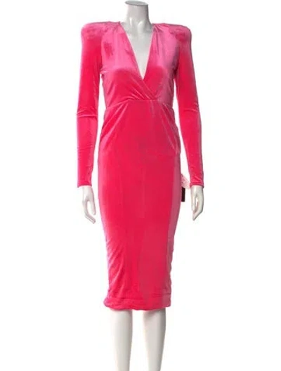 Pre-owned Zhivago V-neck Midi Length Dress W/ Tags In Pink