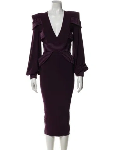 Pre-owned Zhivago V-neck Midi Length Dress W/ Tags In Purple