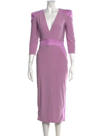 Pre-owned Zhivago V-neck Midi Length Dress W/ Tags In Purple