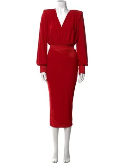Pre-owned Zhivago V-neck Midi Length Dress W/ Tags In Red