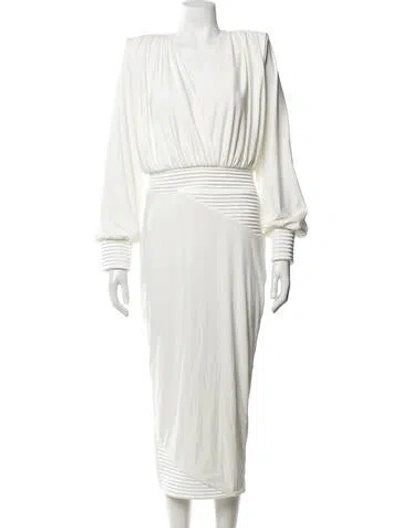 Pre-owned Zhivago V-neck Midi Length Dress W/ Tags In White
