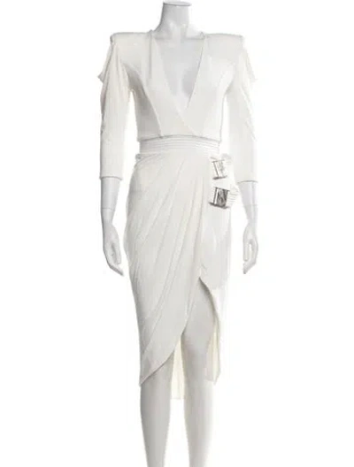 Pre-owned Zhivago V-neck Midi Length Dress W/ Tags In White