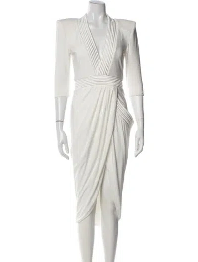 Pre-owned Zhivago V-neck Midi Length Dress In White