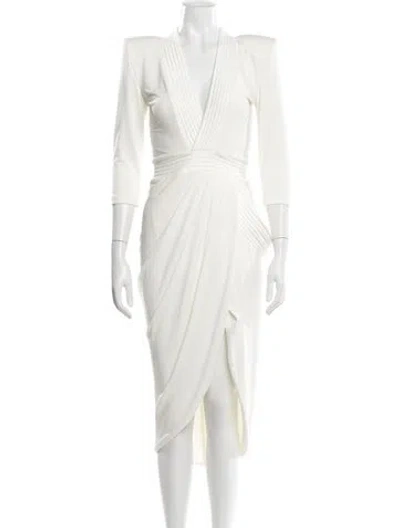 Pre-owned Zhivago V-neck Midi Length Dress In White