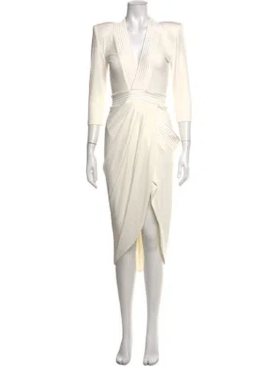Pre-owned Zhivago V-neck Midi Length Dress In White