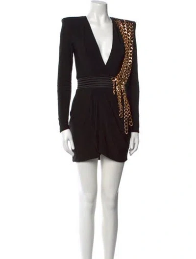 Pre-owned Zhivago V-neck Mini Dress In Black