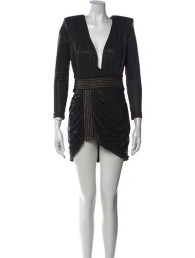 Pre-owned Zhivago V-neck Mini Dress In Black/metallic