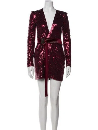 Pre-owned Zhivago V-neck Mini Dress In Burgundy