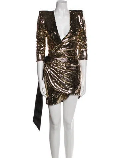 Pre-owned Zhivago V-neck Mini Dress In Gold