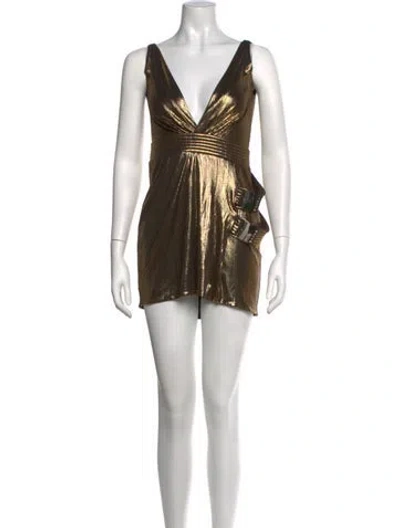 Pre-owned Zhivago V-neck Mini Dress In Gold